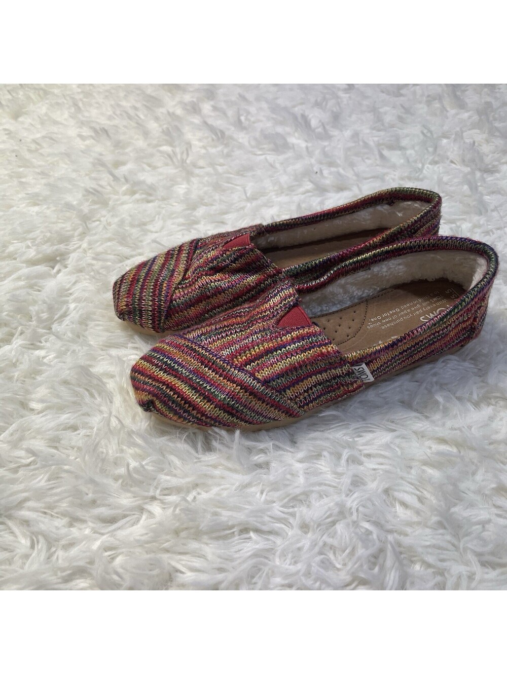 Toms Sweater Knit Colorful Stripes Comfy Classic Flats Size 5.5